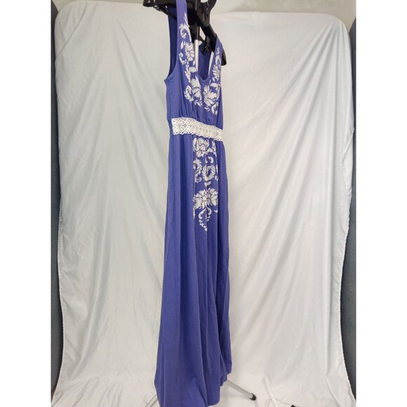 Currants Women's Purple White Floral Sleeveless Maxi Dress Size Small - Picture 3 of 6